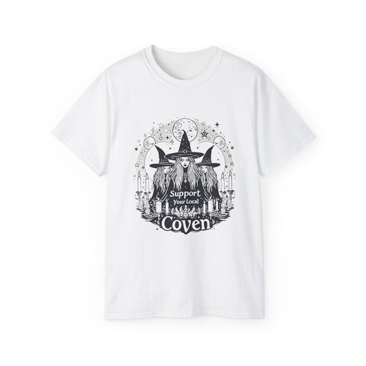 Support Your Local Coven Halloween T-Shirt – Witchy Feminine Empowerment Tee – Gothic Vintage Witch Designen Tee,
