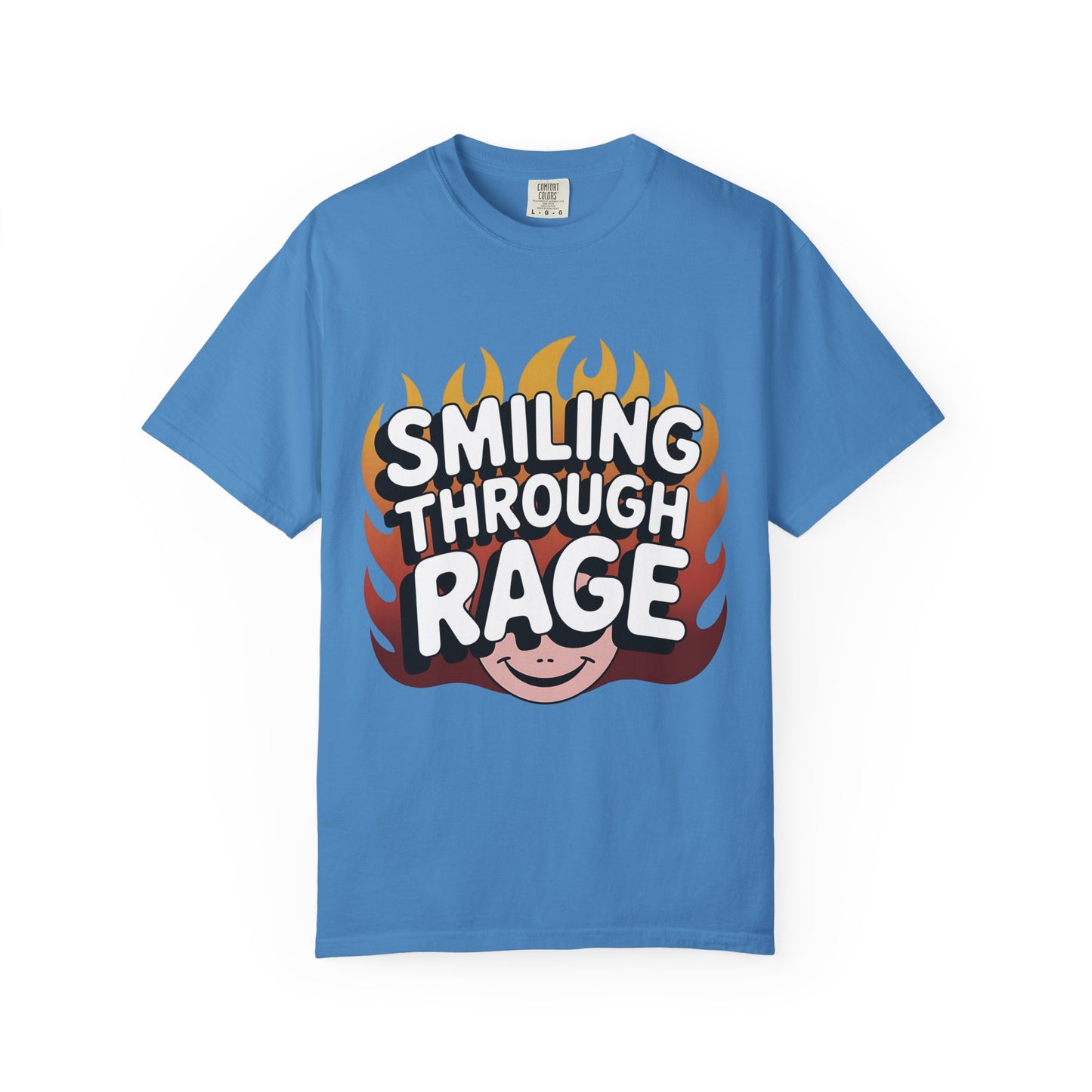 Unisex Women Garment-Dyed T-Shirt with 'Smiling Through Rage'