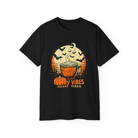 Pumpkin Spice Halloween Tee, Fall Fashion, Scary Vibes Shirt 2025