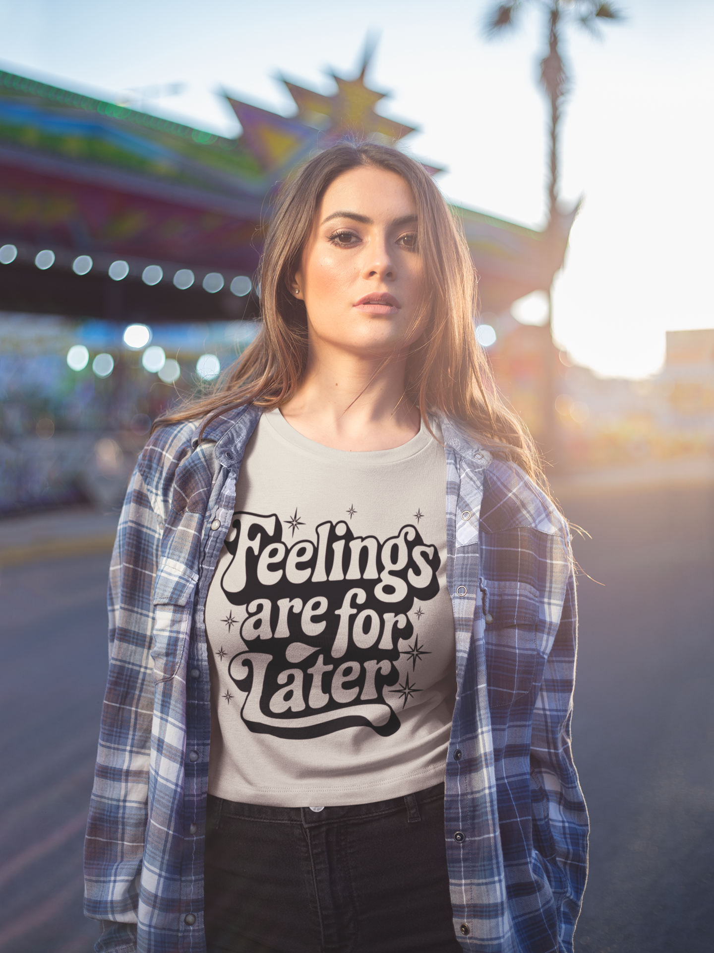 Trendy Graphic Tee - Feelings Are For Later, Women Casual Wear